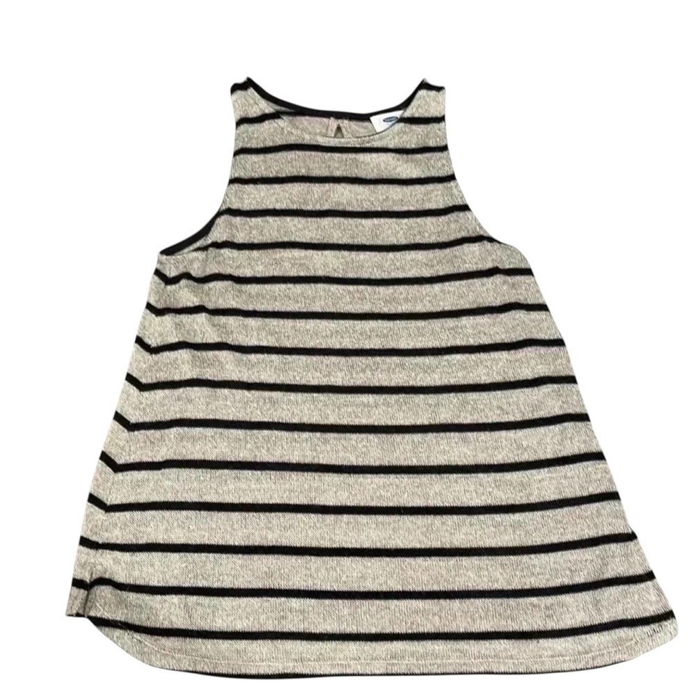 Black and beige striped tank top